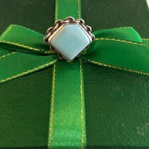 Elegant Vintage Silver and Blue Amazonite Women's Ring Size 6